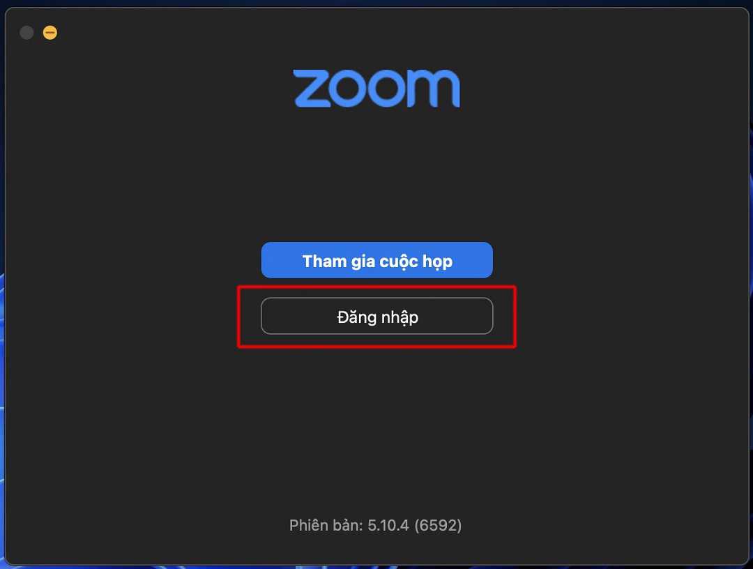 Mở phần mềm Zoom trên máy tính > Nhấn “Đăng nhập”